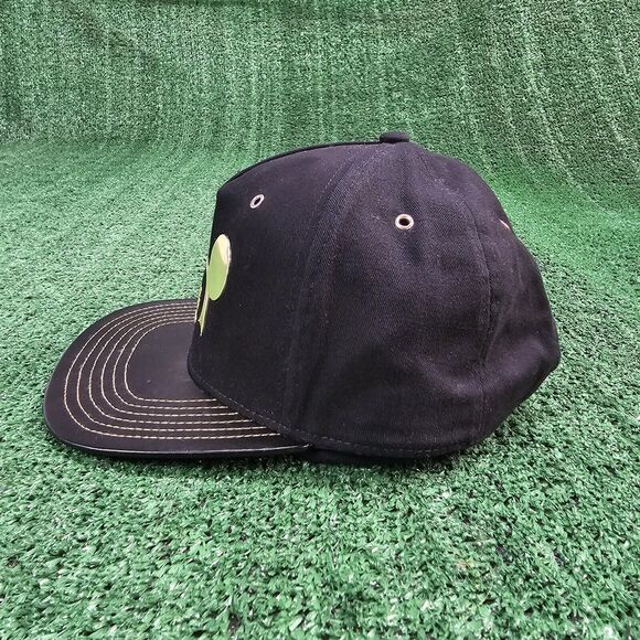Disney Parks Black Hat Baseball Cap Gold Mickey Mouse 28 Millennial Faux Leather - Picture 6 of 10